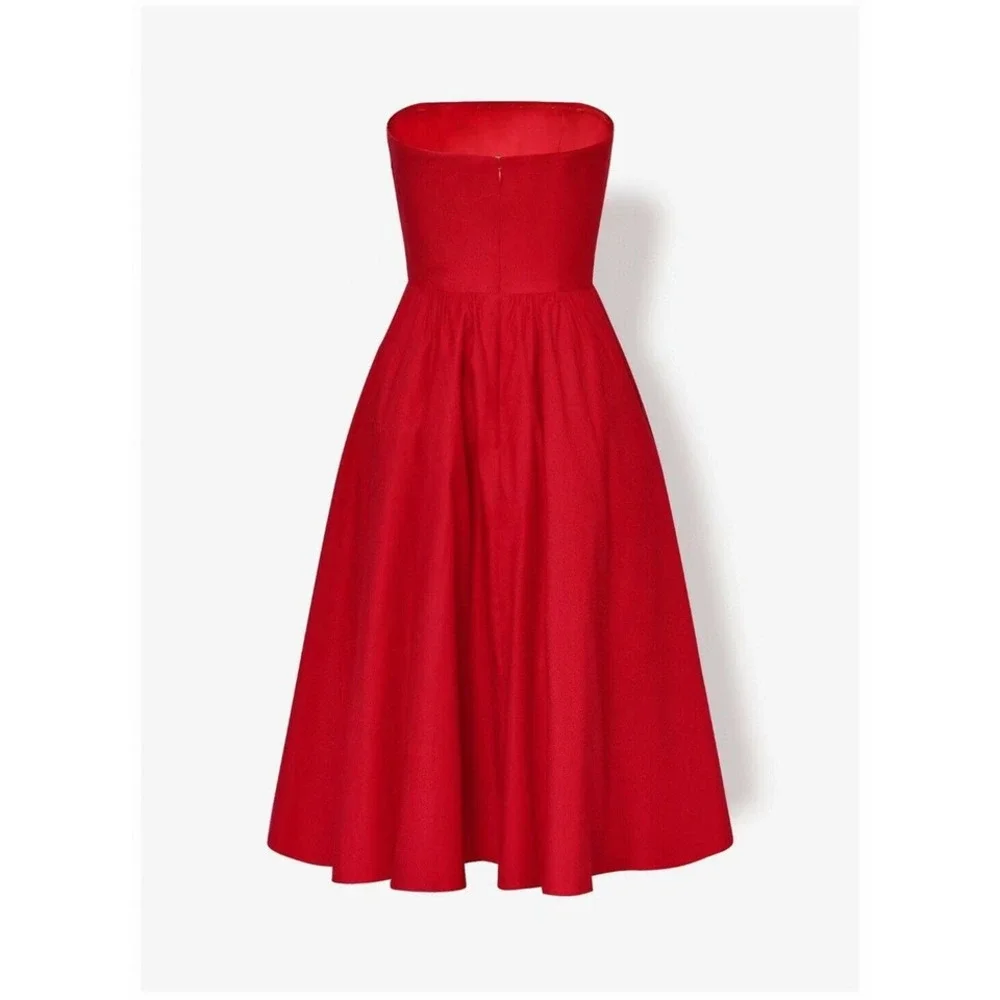 NWT! Reformation Fit & Flare Buttercup Strapless Midi Dress Cherry SIZE-10 - Picture 4 of 7